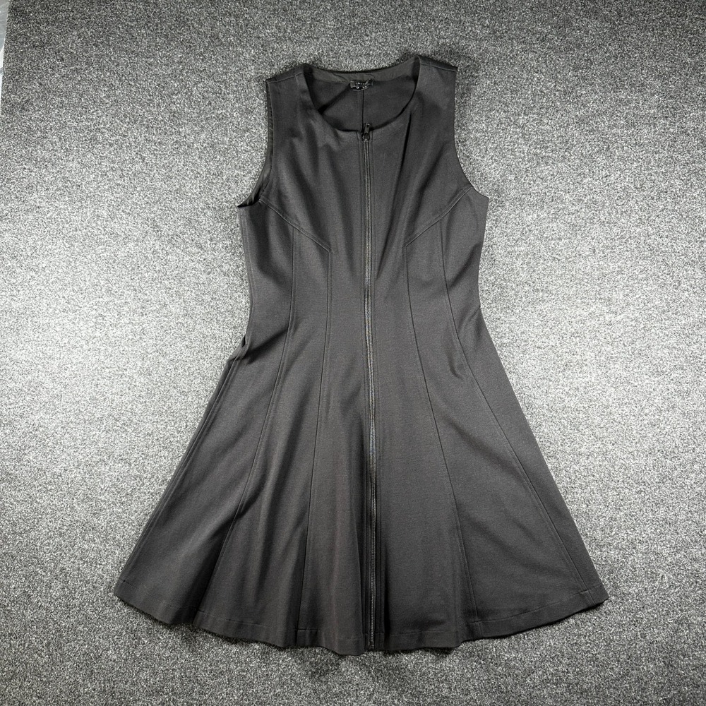 Theory Black Sleeveless Front Zip Fit and Flare Dress Bonbi Rave Size‎ 10